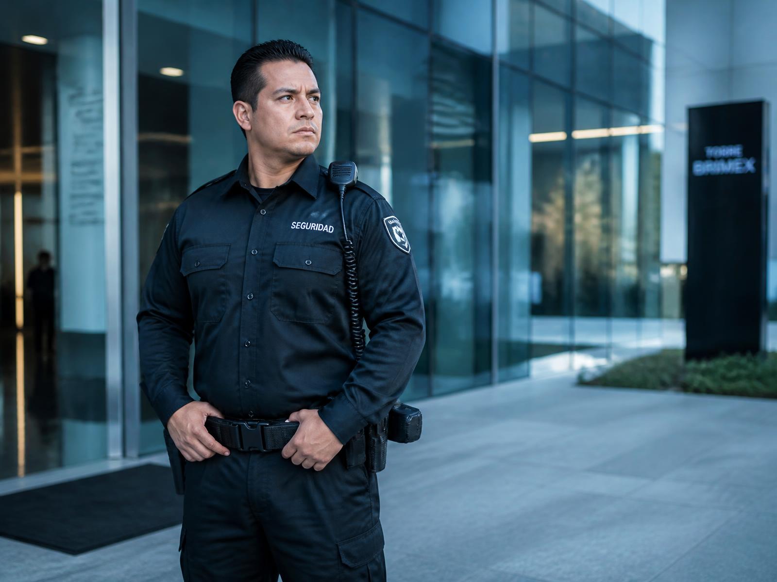 Guardia de seguridad de SSAIC en punto de control de acceso en aeropuerto